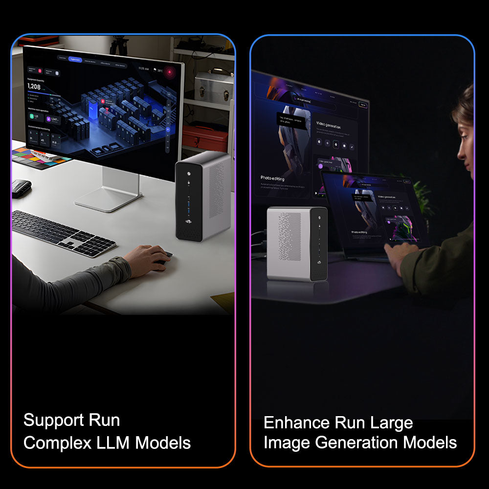 Nimo's Smallest Office & Gaming AI PC - AMD Ryzen™ AI Max+ 395 (up to 5.1 GHz) - 128GB LPDDR5 8000MHz (16GB*8) - 2TB/4TB SSD With 3 Performance Modes Up to 120W Nimo