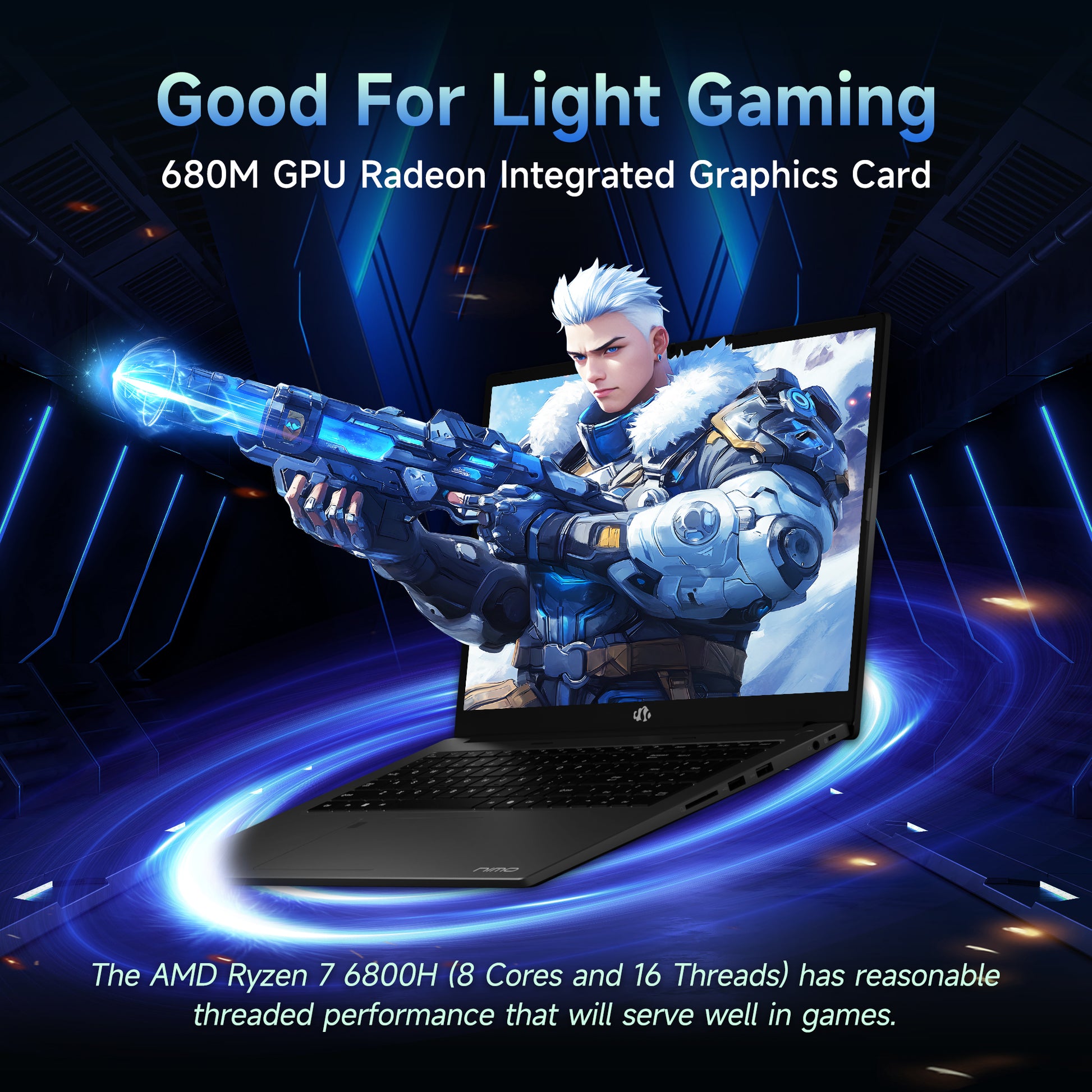 17.3'' R7 6800H FHD Business Gaming Laptop Computer Black 64GB 2TB - Nimo