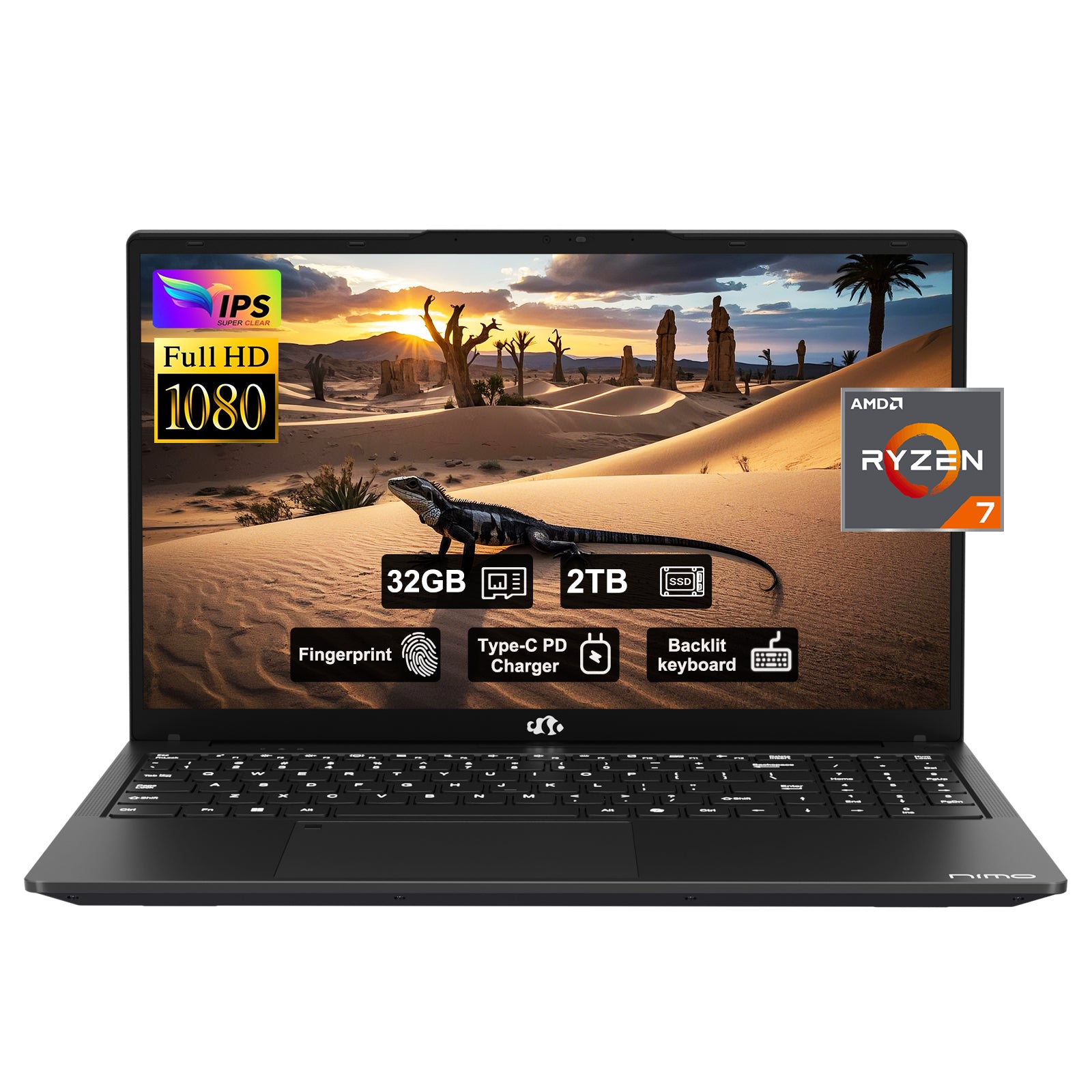 15.6'' R7 6800H FHD Business Gaming Laptop Computer-Black-32GB-2TB-Window11 Pro - Nimo