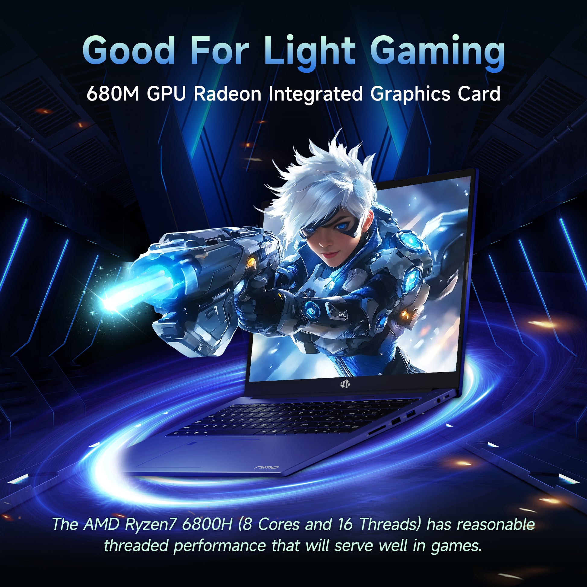 17.3'' R7 6800H FHD Business Gaming Laptop Computer Blue 64GB 2TB - Nimo