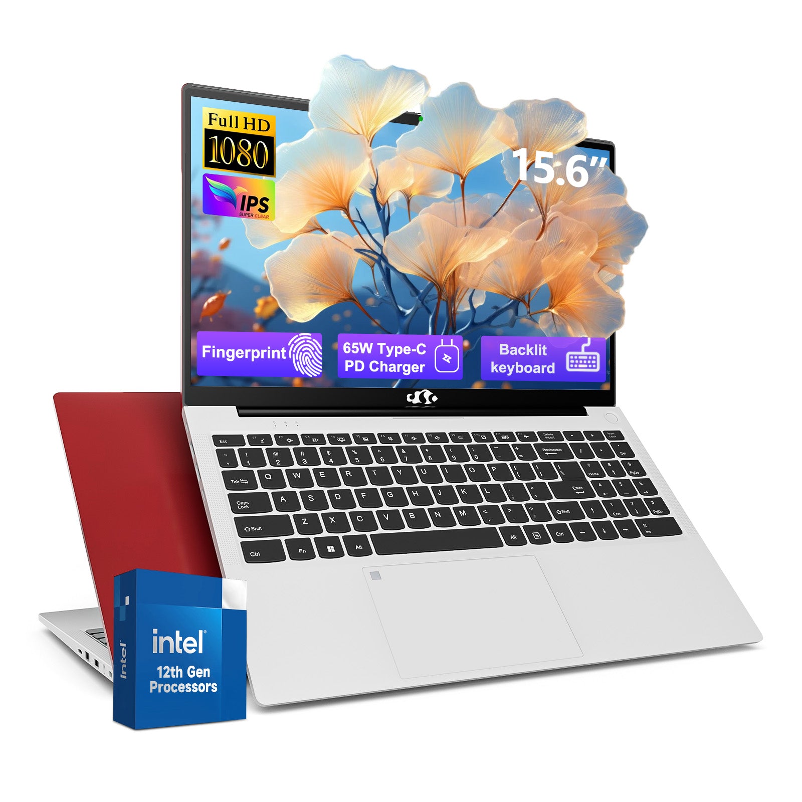 15.6-FHD-Laptop,16GB RAM 1TB SSD Student-Laptop with Backlit Keyboard Fingerprint Intel Pentium Quad Core N100 Processor (Up to 3.4GHz)Business-Laptop,Computer,2 Years Warranty Win11,Red - Nimo