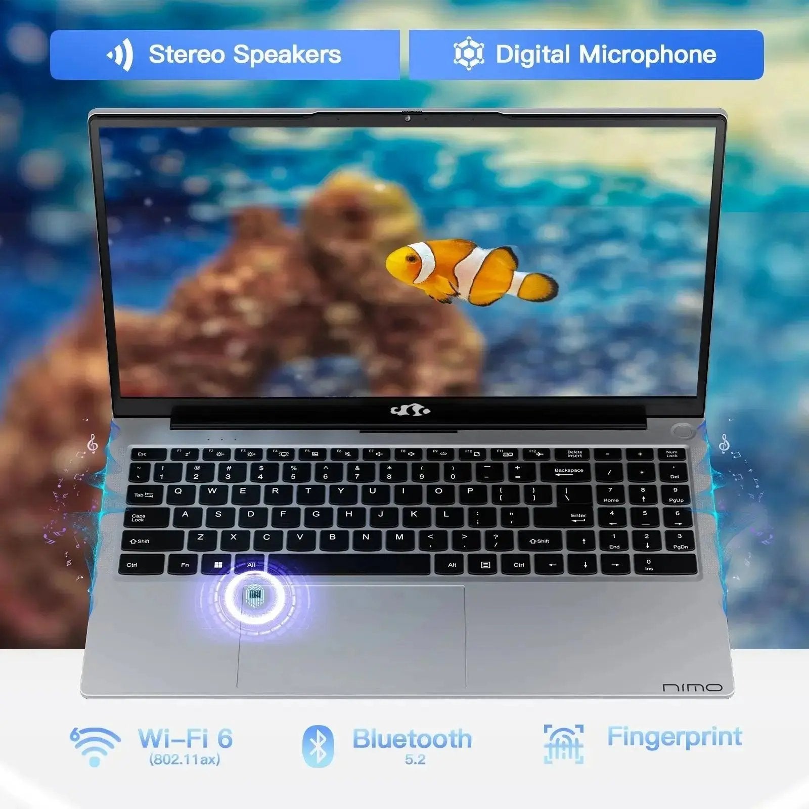 2025 Newest Laptop, 15.6-Inch FHD Display Laptop with Intel Quad Core-12th N100(Up to 3.4GHz), 16GB RAM 1TB ROM Business Laptop Computer, Fingerprint, Type C, Windows 11 Home, Blue - Nimo