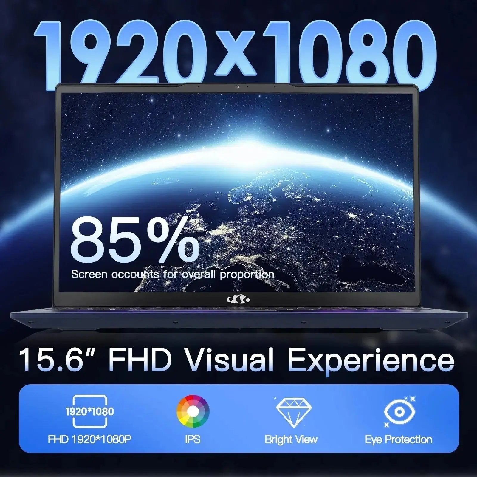 2025 Newest Laptop, 15.6-Inch FHD Display Laptop with Intel Quad Core-12th N100(Up to 3.4GHz), 16GB RAM 1TB ROM Business Laptop Computer, Fingerprint, Type C, Windows 11 Home, Blue - Nimo