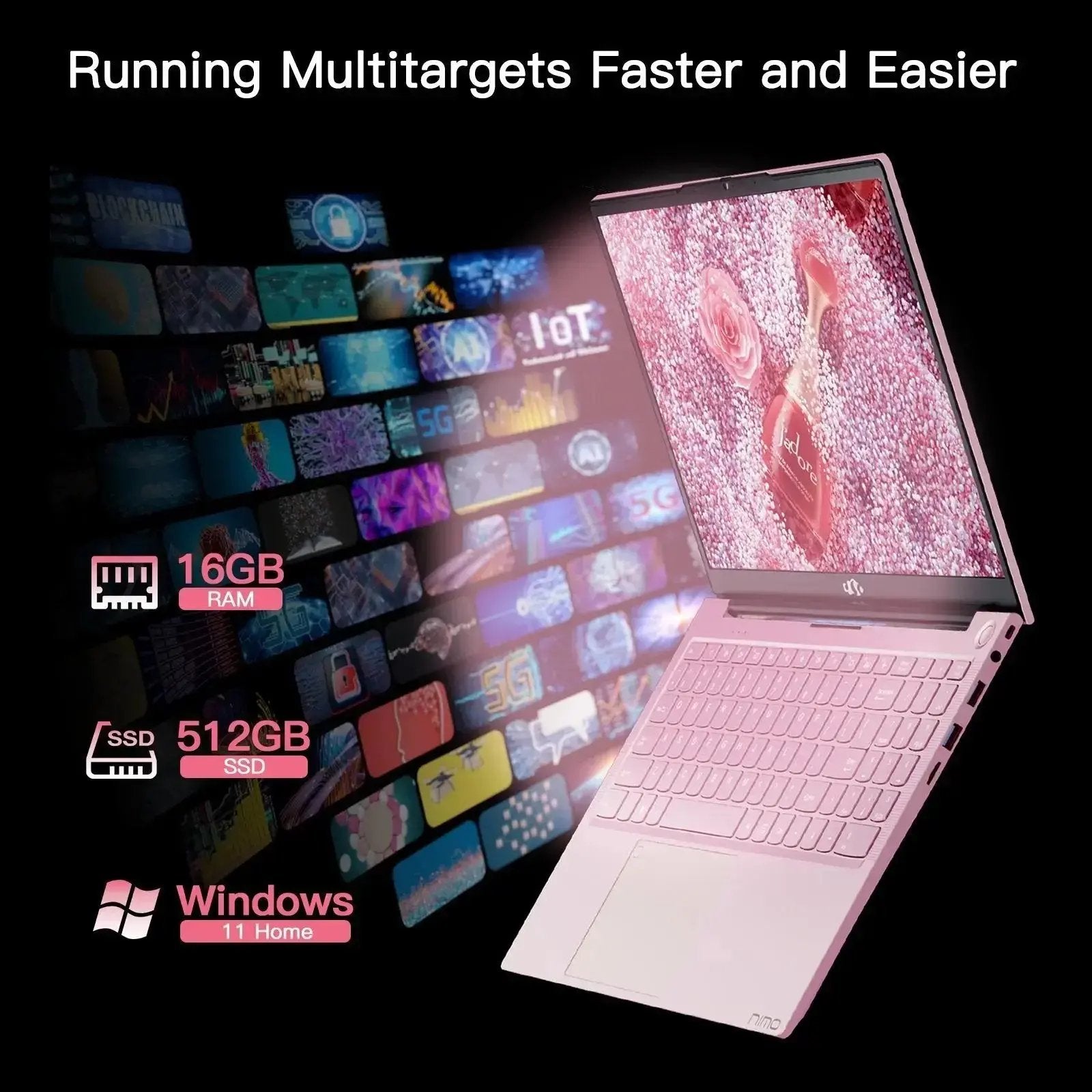 2025 Newest Laptop, 15.6-Inch FHD Display Laptop with Intel Quad Core-12th N100(Up to 3.4GHz), 16GB RAM 1TB ROM Business Laptop Computer, Fingerprint, Type C, Windows 11 Home - Nimo