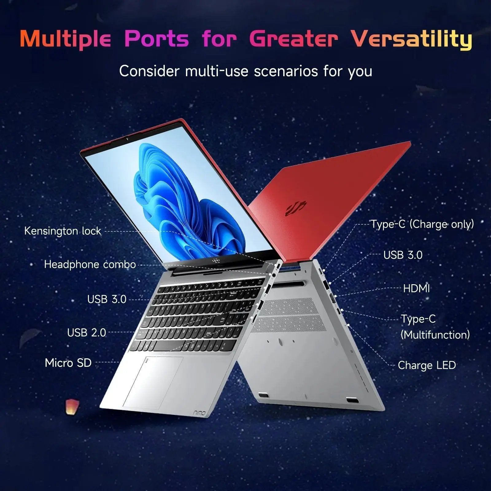 2025 Newest Laptop, 15.6-Inch FHD Display Laptop with Intel Quad Core-12th N100(Up to 3.4GHz), 16GB RAM 1TB ROM Business Laptop Computer, Fingerprint, Type C, Windows 11 Home, Blue - Nimo