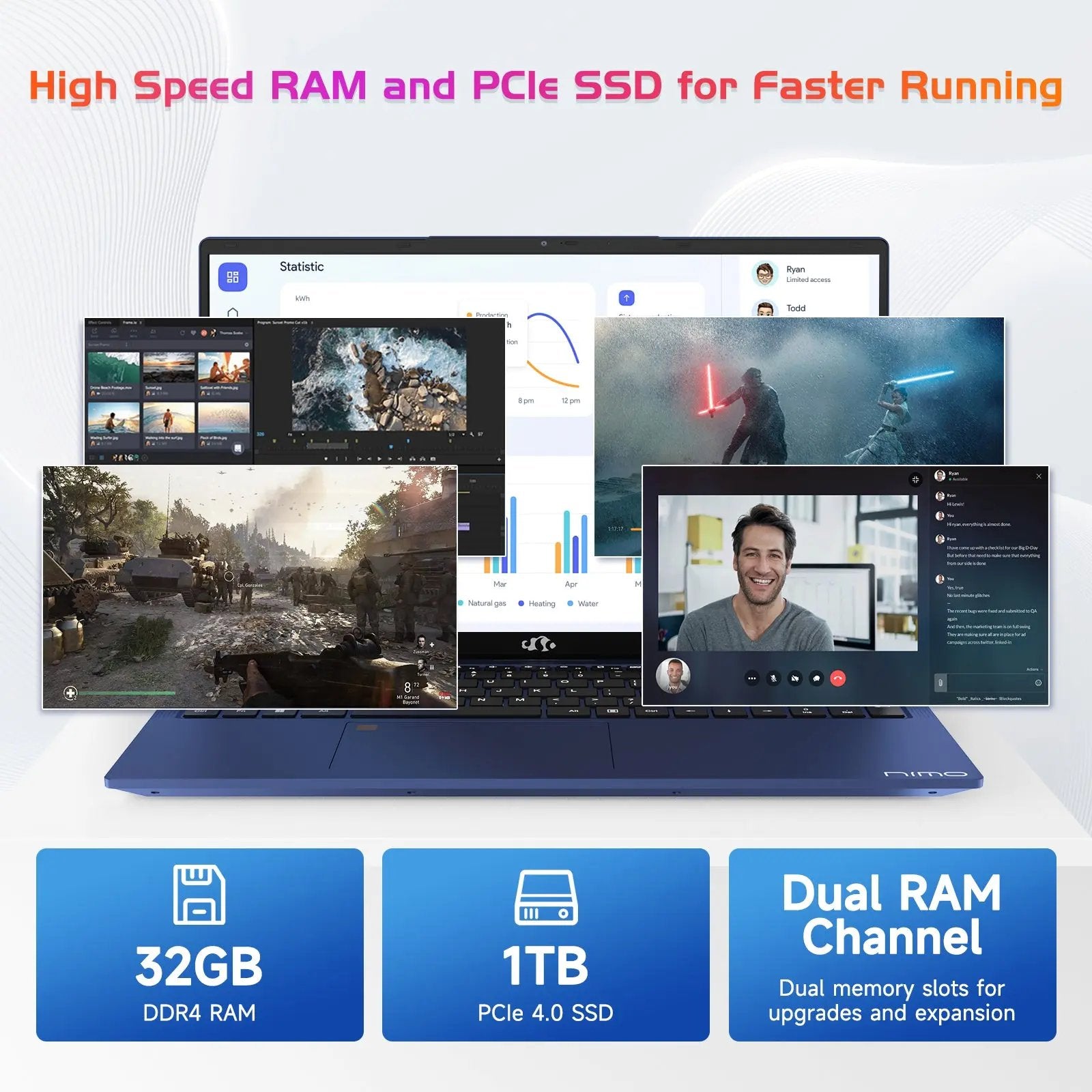 Nimo 17.3 FHD N171 I3-1215U Laptop for Student and Business-16GB-Blue-512GB - Nimo