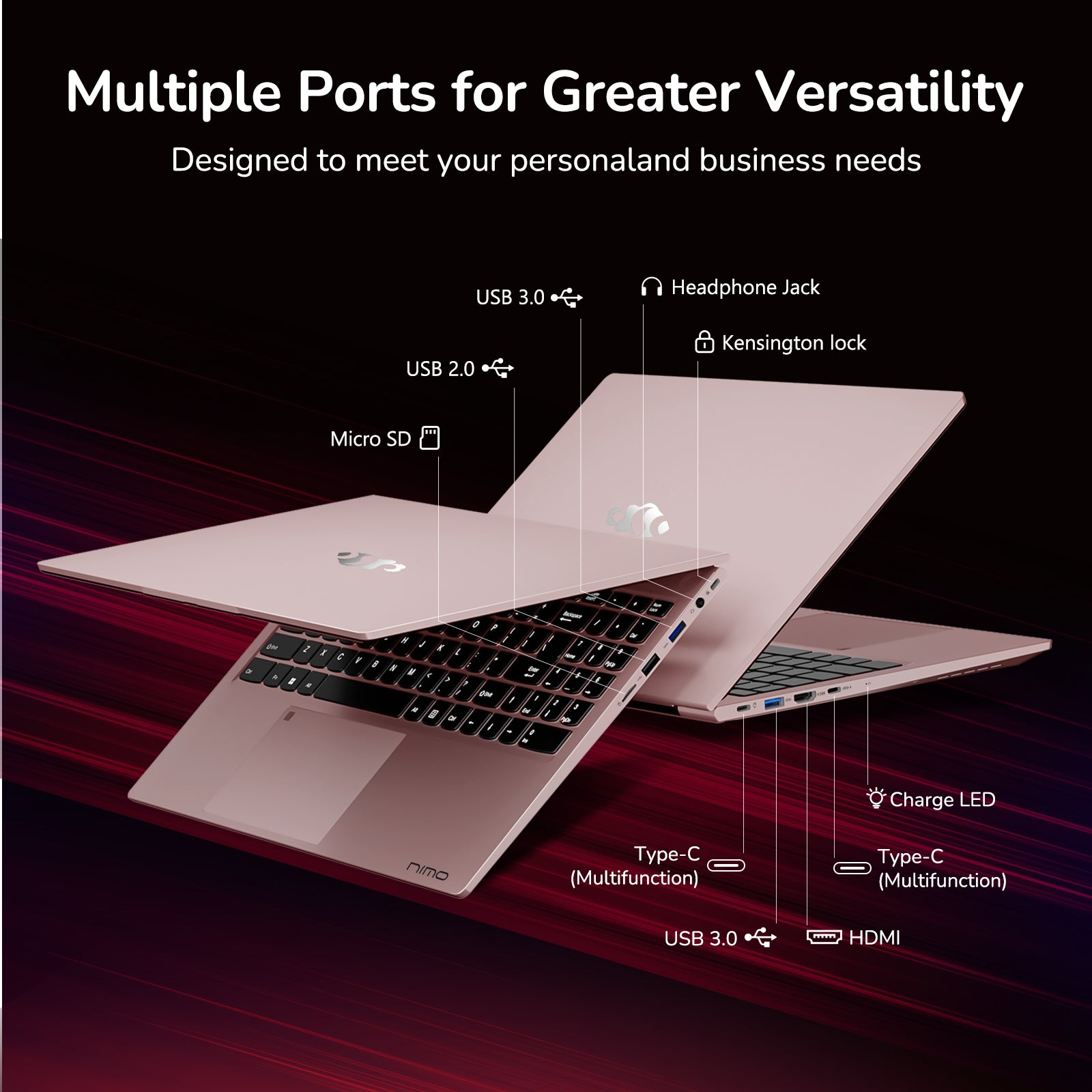 15.6'' R7 6800H FHD Business Gaming Laptop Computer-Rose Gold-64GB- 2TB - Nimo