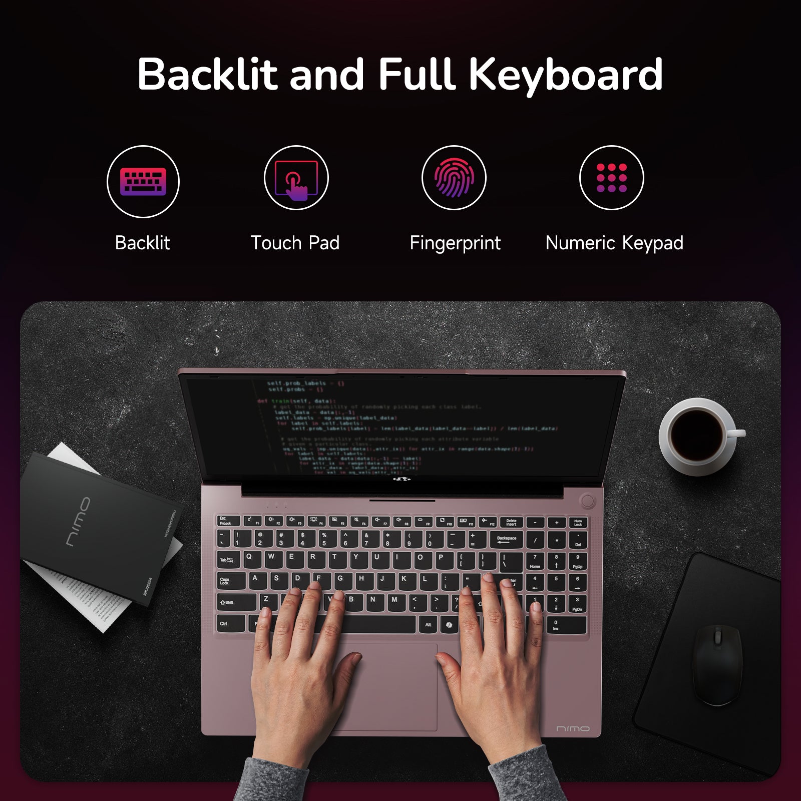 15.6'' R7 6800H FHD Business Gaming Laptop Computer-Rose Gold-64GB- 2TB - Nimo