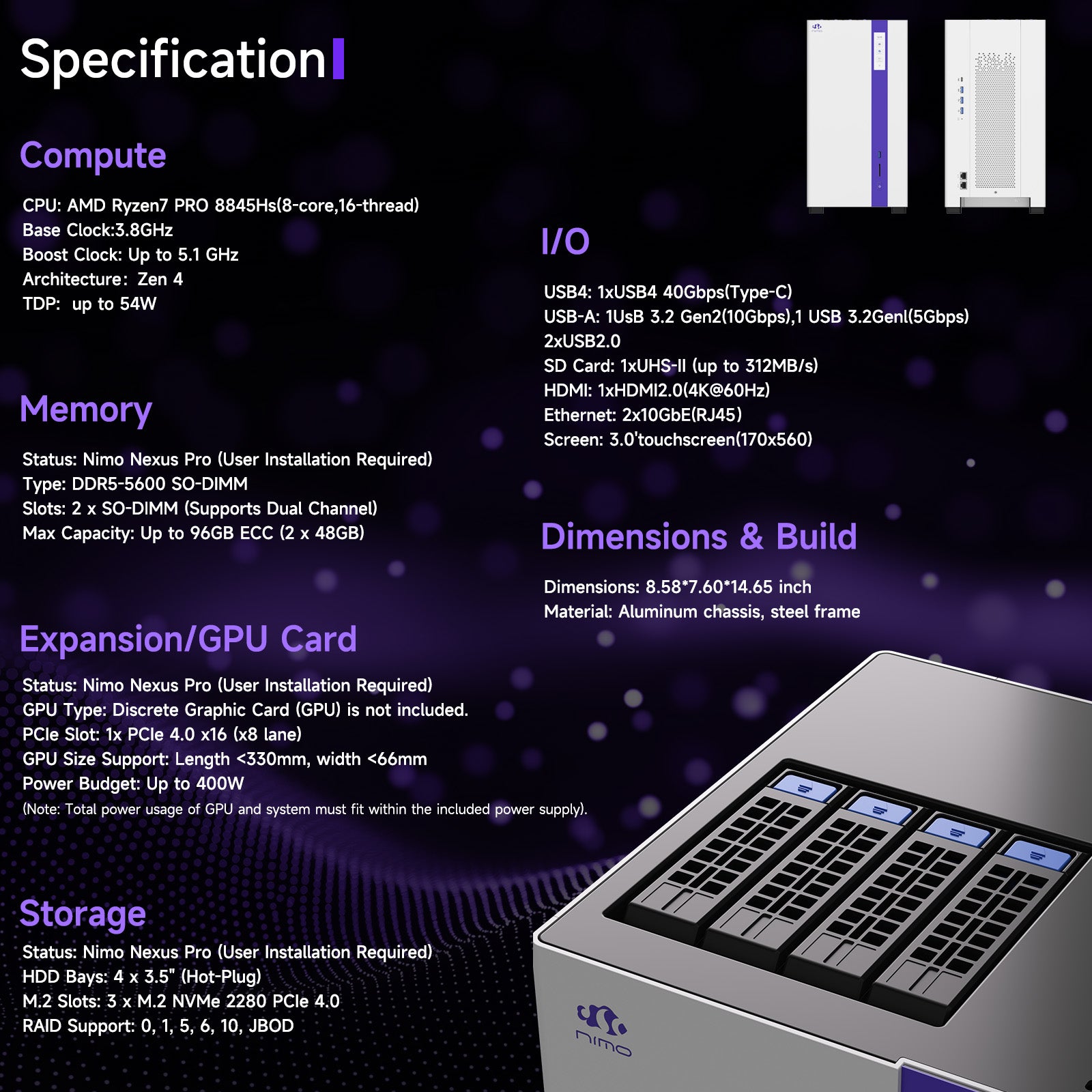 Pre-Sale - Nimo Nexus Pro - Local AI Agent Workstation & NAS Capibilities - Nimo