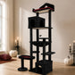 Black Gothic Cat Tower for Indoor Cats, Multi-Level Spooky Cat Tree with Scratching Posts, Perches, Hammock & Cave, Halloween Decor