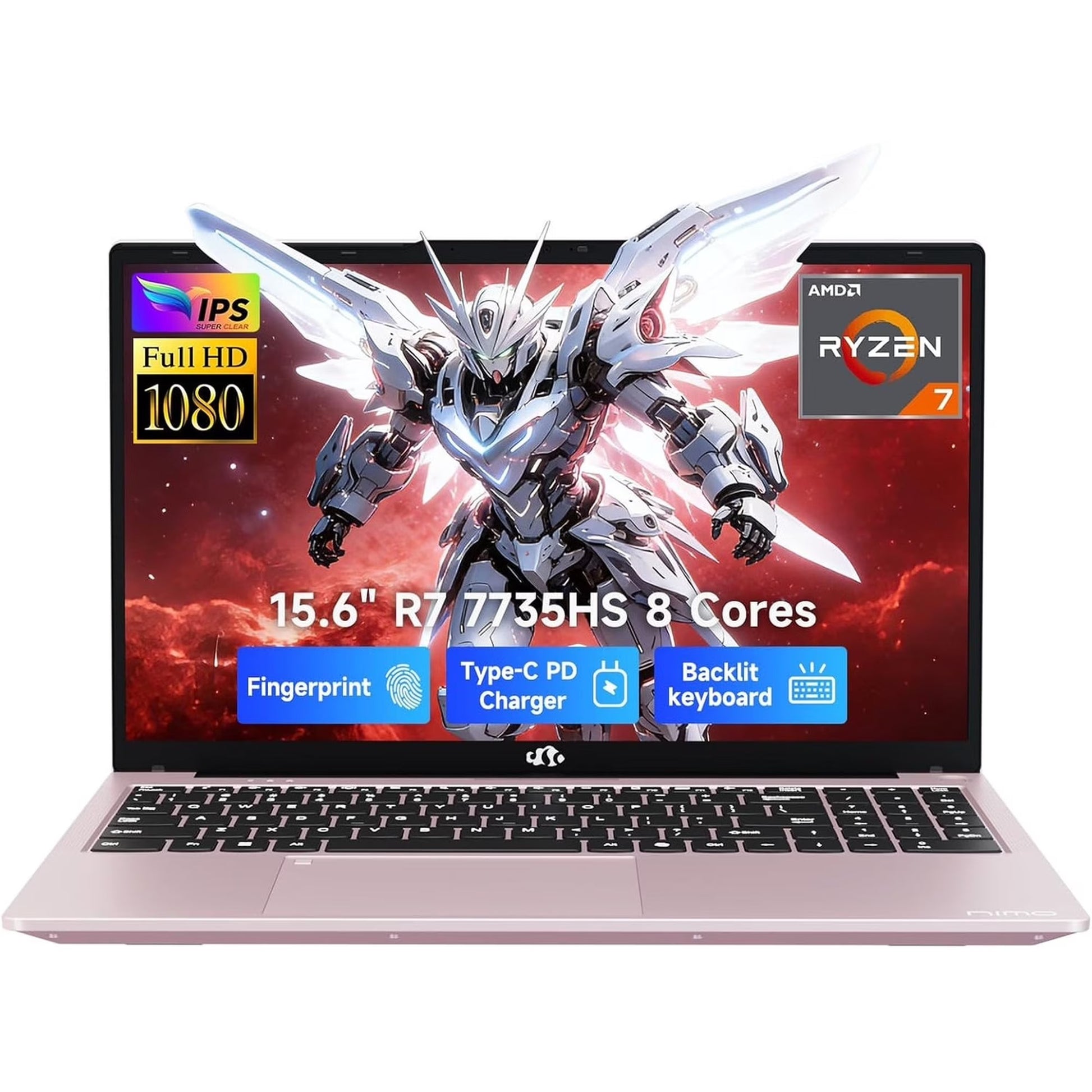NIMO 2026 15.6" Laptop, AMD R7 7735HS Up to 4.75GHz, Beat i7-12650H) 16GB DDR5 RAM 512GB SSD Gaming Laptop with Radeon 680M GPU,FHD Display, 180° View, Backlit KB, Type C-WAL - Nimo