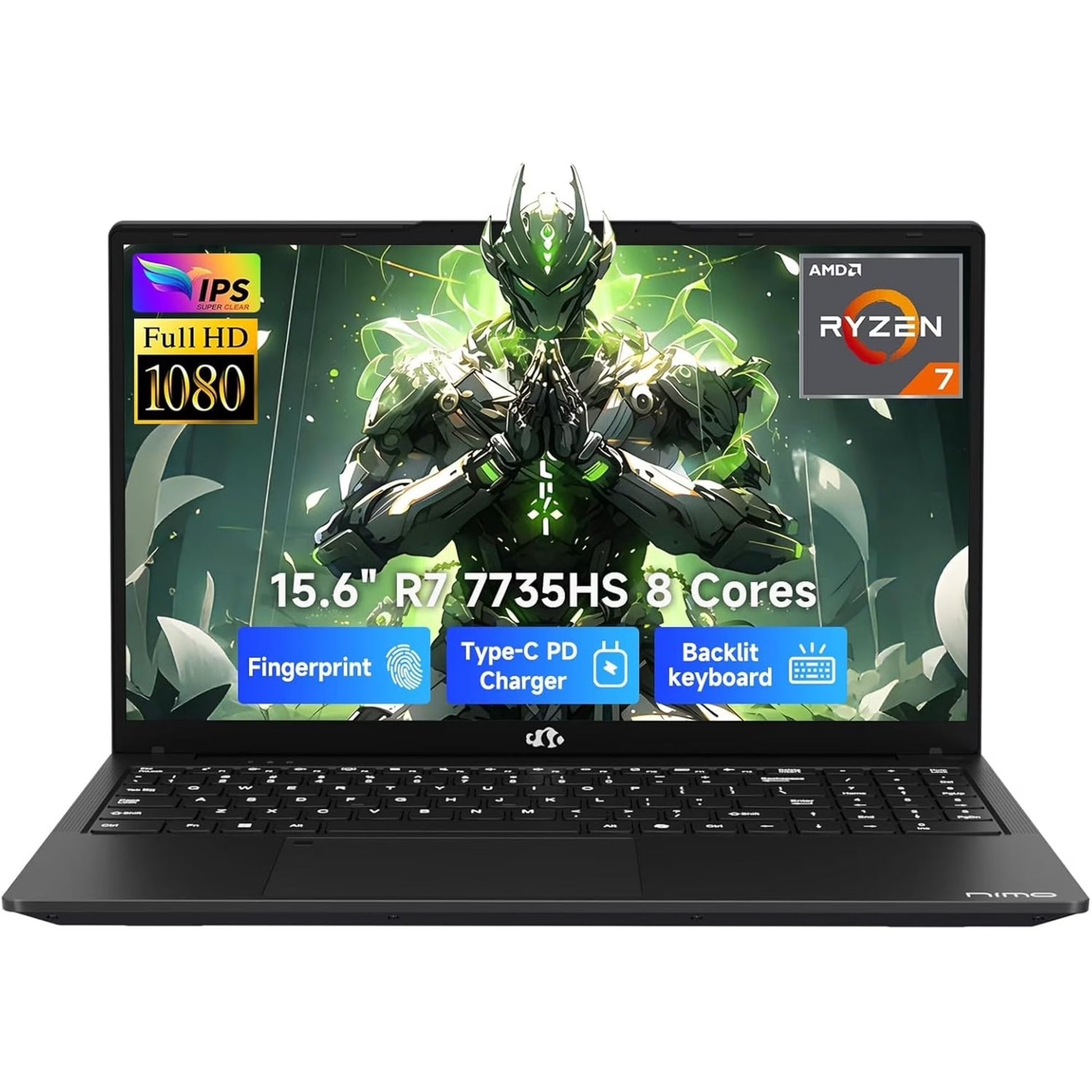 NIMO 2026 15.6" Laptop, AMD R7 7735HS Up to 4.75GHz, Beat i7-12650H) 16GB DDR5 RAM 512GB SSD Gaming Laptop with Radeon 680M GPU,FHD Display, 180° View, Backlit KB, Type C-WAL - Nimo