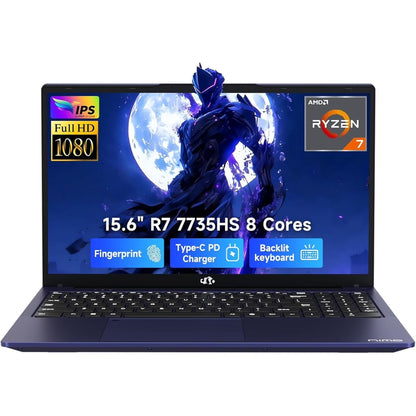 NIMO 2026 15.6" Laptop, AMD R7 7735HS Up to 4.75GHz, Beat i7-12650H) 16GB DDR5 RAM 512GB SSD Gaming Laptop with Radeon 680M GPU,FHD Display, 180° View, Backlit KB, Type C-WAL - Nimo