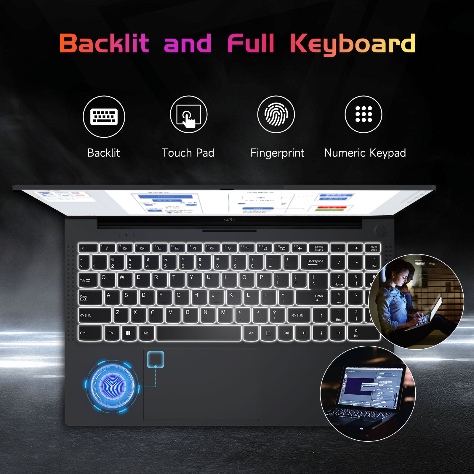 2025 Newest Laptop, 15.6-Inch FHD Display Laptop with Intel Quad Core-12th N100(Up to 3.4GHz), 16GB RAM 1TB ROM Business Laptop Computer, Fingerprint, Type C, Windows 11 Home, Blue - Nimo
