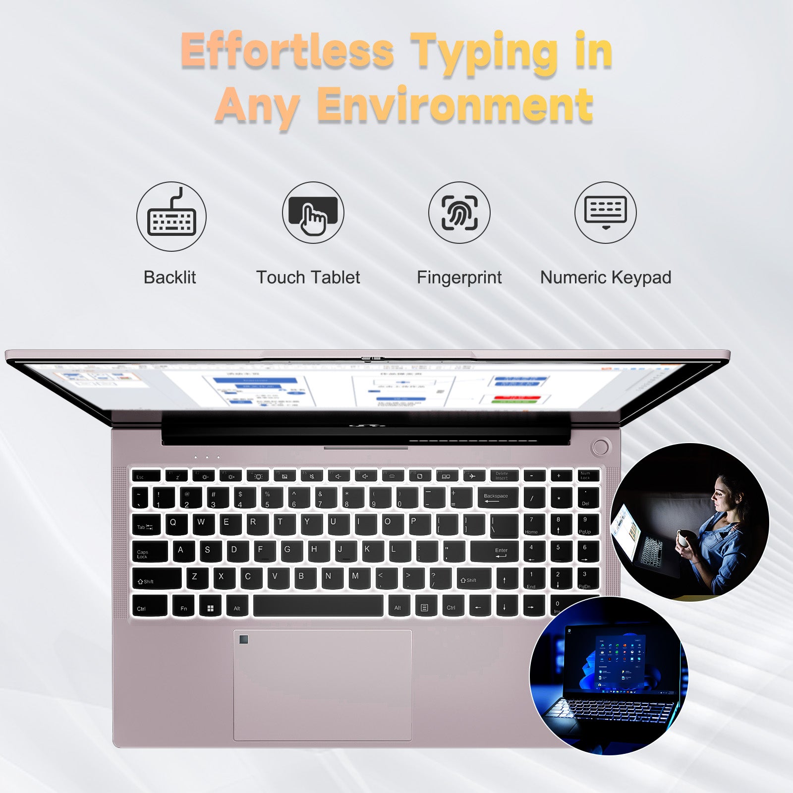 FHD Business Laptop, AMD Ryzen 5(Beat i3-1215U, 4 Cores Up to 3.7GHz), Backlit Keyboard, Fingerprint Login, Wi-Fi 5, Windows 11, Webcam, 65W Type-C-AMZ - Nimo