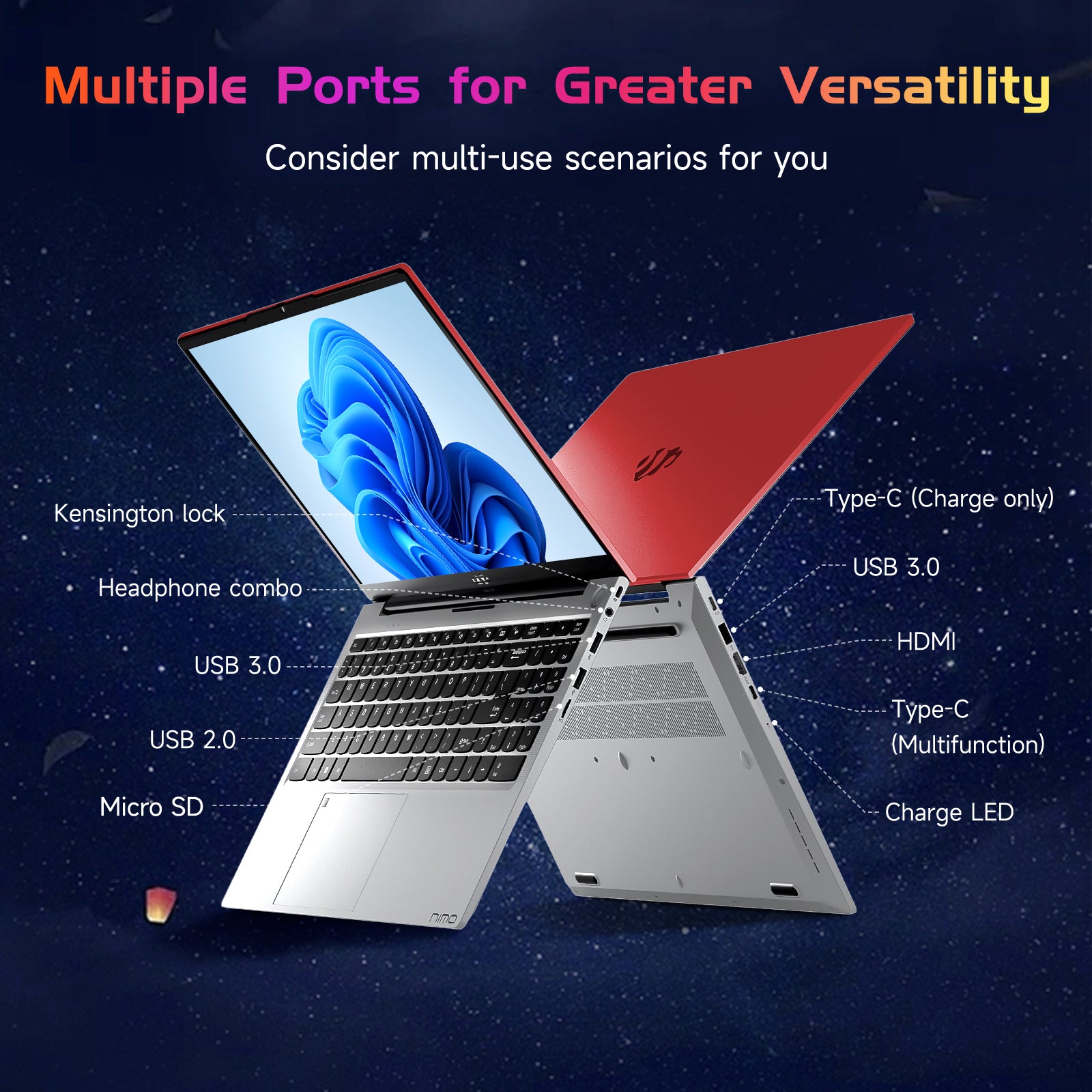 2025 Newest Laptop, 15.6-Inch FHD Display Laptop with Intel Quad Core-12th N100(Up to 3.4GHz), 16GB RAM 1TB ROM Business Laptop Computer, Fingerprint, Type C, Windows 11 Home, Blue - Nimo