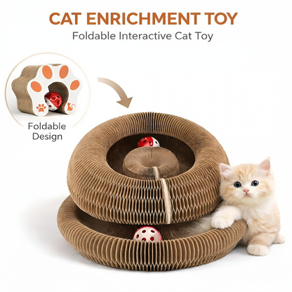 TG-Kyywee Foldable Accordion Cat Scratcher Board with Ball, Magic Organ Cat Scratching Pad for Interactive Play, Calming Cat Toy for Indoor Cats