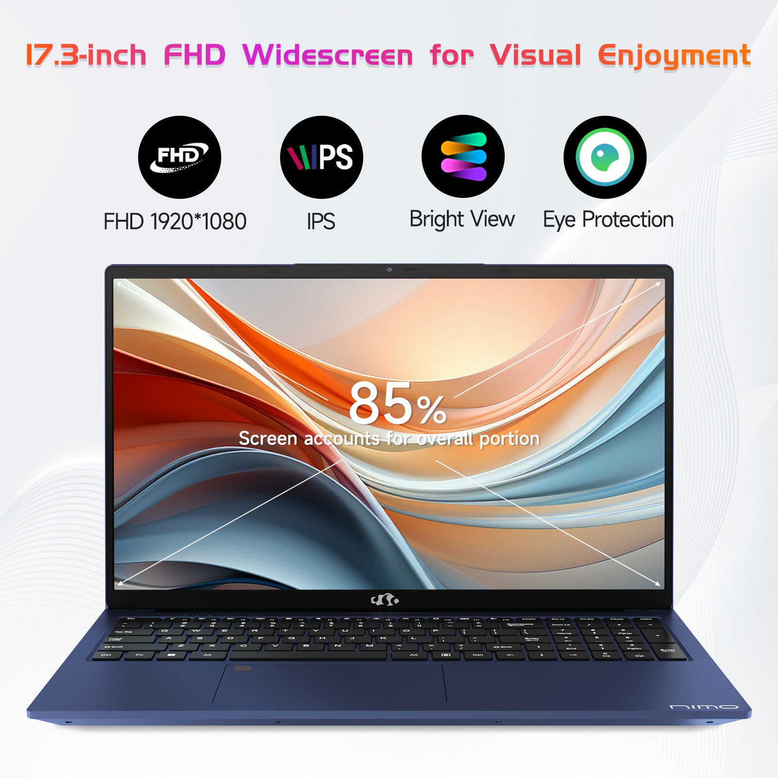Nimo 17.3 FHD N171 I3-1215U Laptop for Student and Business-16GB-Blue-512GB - Nimo