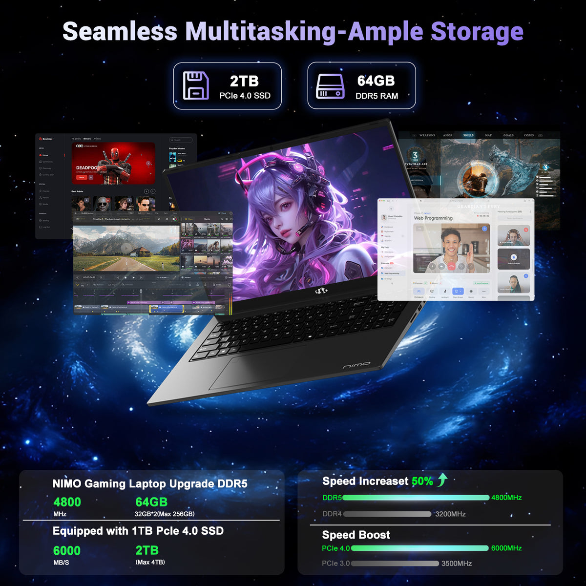 Nimo 17.3" N177 Ryzen 7 8745HS FHD Laptop Nimo