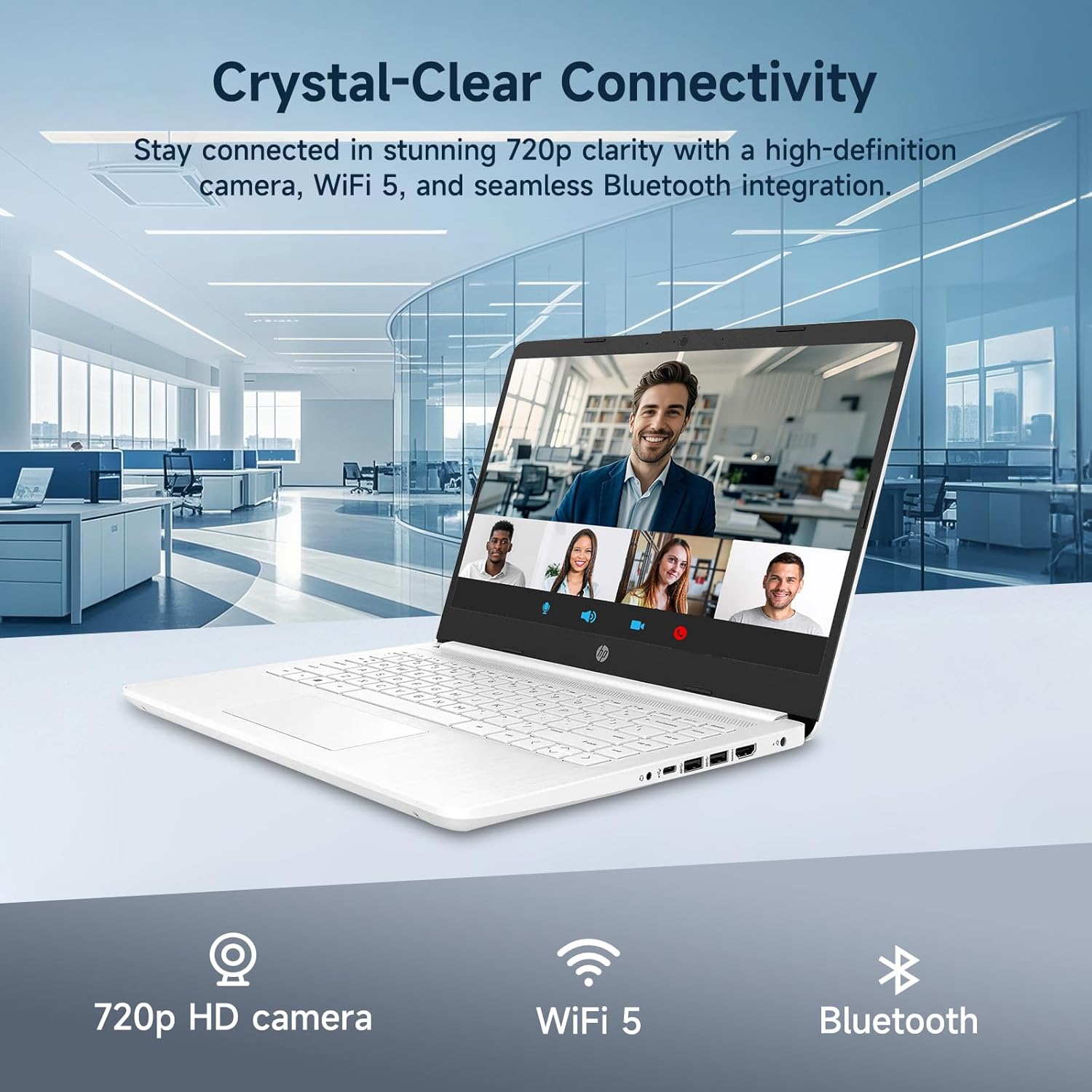 HP 14" Ultral Light Laptop for Students and Business, Intel Quad-Core, 8GB RAM, 192GB Storage(64GB eMMC+128GB Ghost Manta SD Card), 1 Year Office 365, USB C, Win 11 S - Nimo