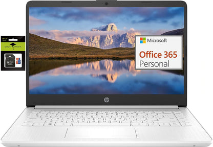 HP 14" Ultral Light Laptop for Students and Business, Intel Quad-Core, 8GB RAM, 192GB Storage(64GB eMMC+128GB Ghost Manta SD Card), 1 Year Office 365, USB C, Win 11 S - Nimo