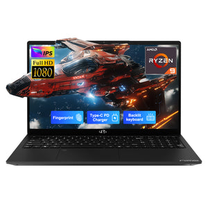 NIMO N172 17.3” refurbished black laptop featuring AMD R9-6950H processor, FHD display, and upgradeable RAM & SSD – perfect for gaming, streaming, and professional use.