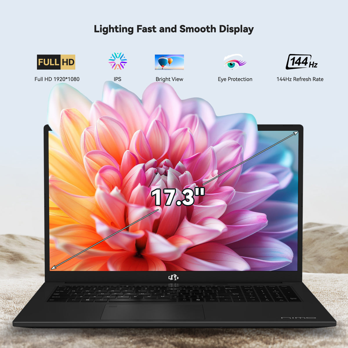 Nimo 17.3" AMD Ryzen AI 9 HX 370 Laptop with 144HZ Refresh Rate Nimo