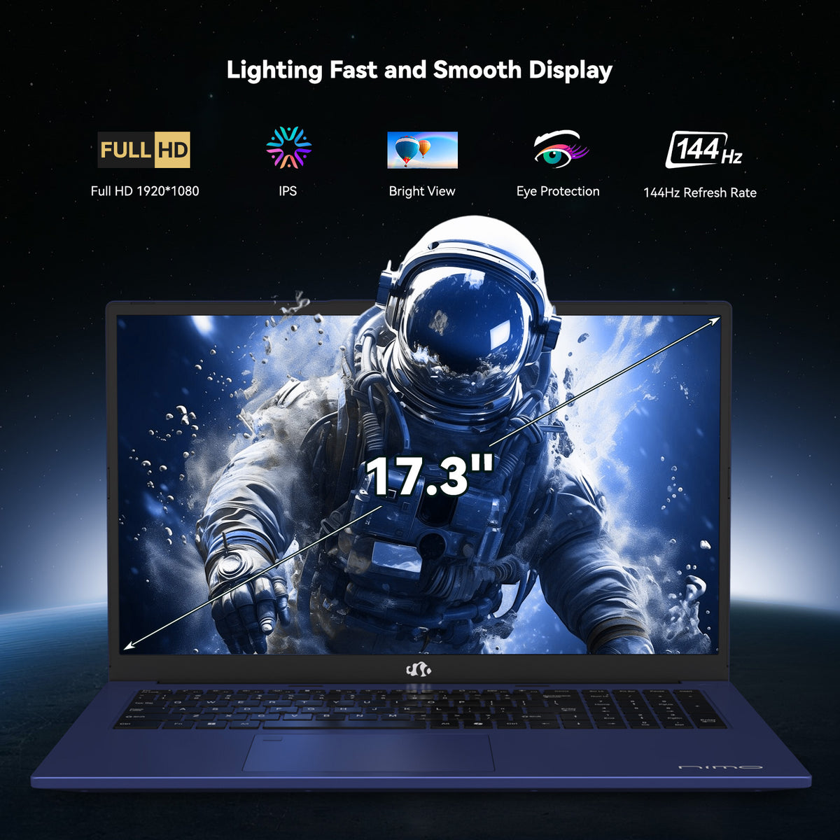 Nimo 17.3" AMD Ryzen AI 9 HX 370 Laptop with 144HZ Refresh Rate Nimo