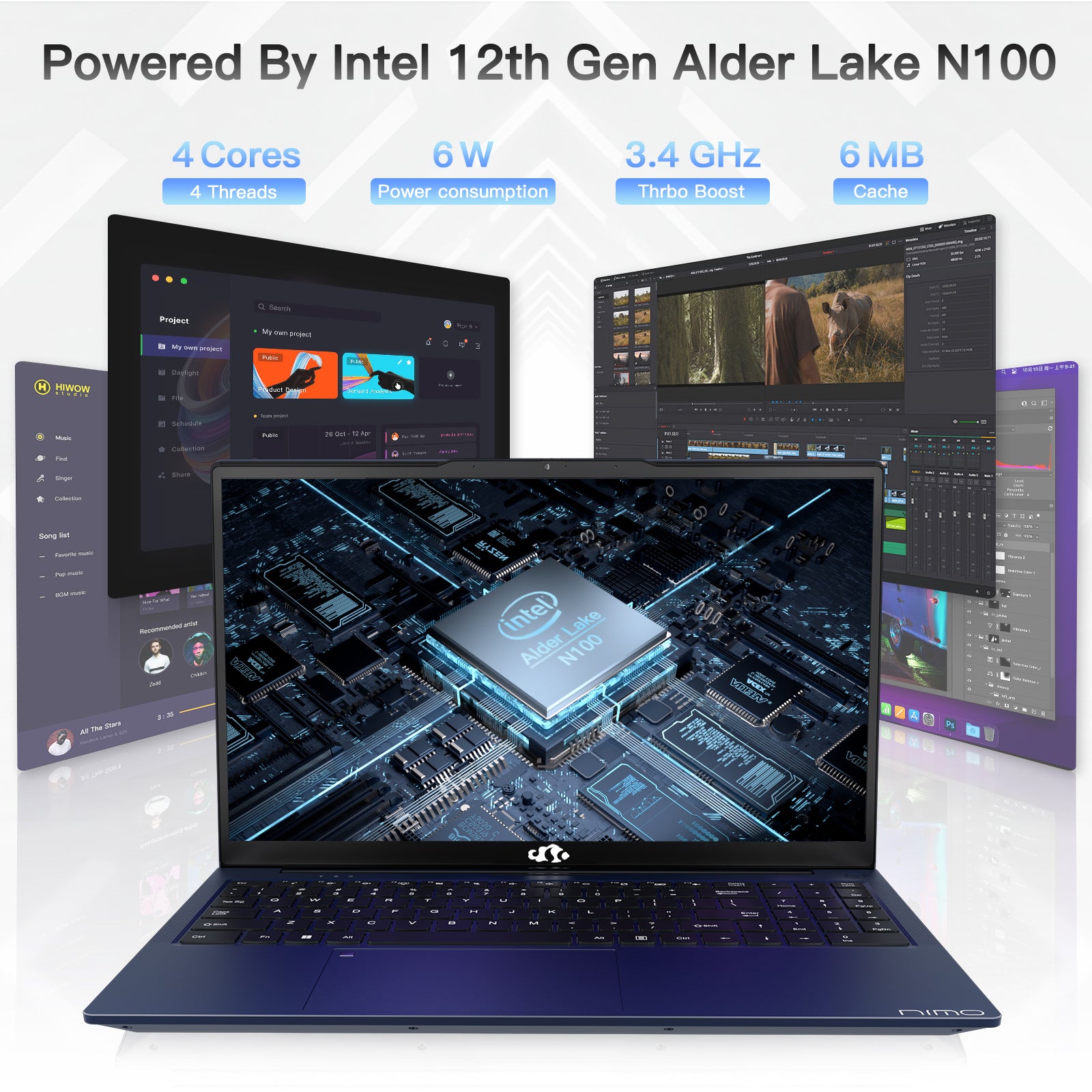 2025 Newest Laptop, 15.6-Inch FHD Display Laptop with Intel Quad Core-12th N100(Up to 3.4GHz), 16GB RAM 1TB ROM Business Laptop Computer, Fingerprint, Type C, Windows 11 Home, Blue - Nimo