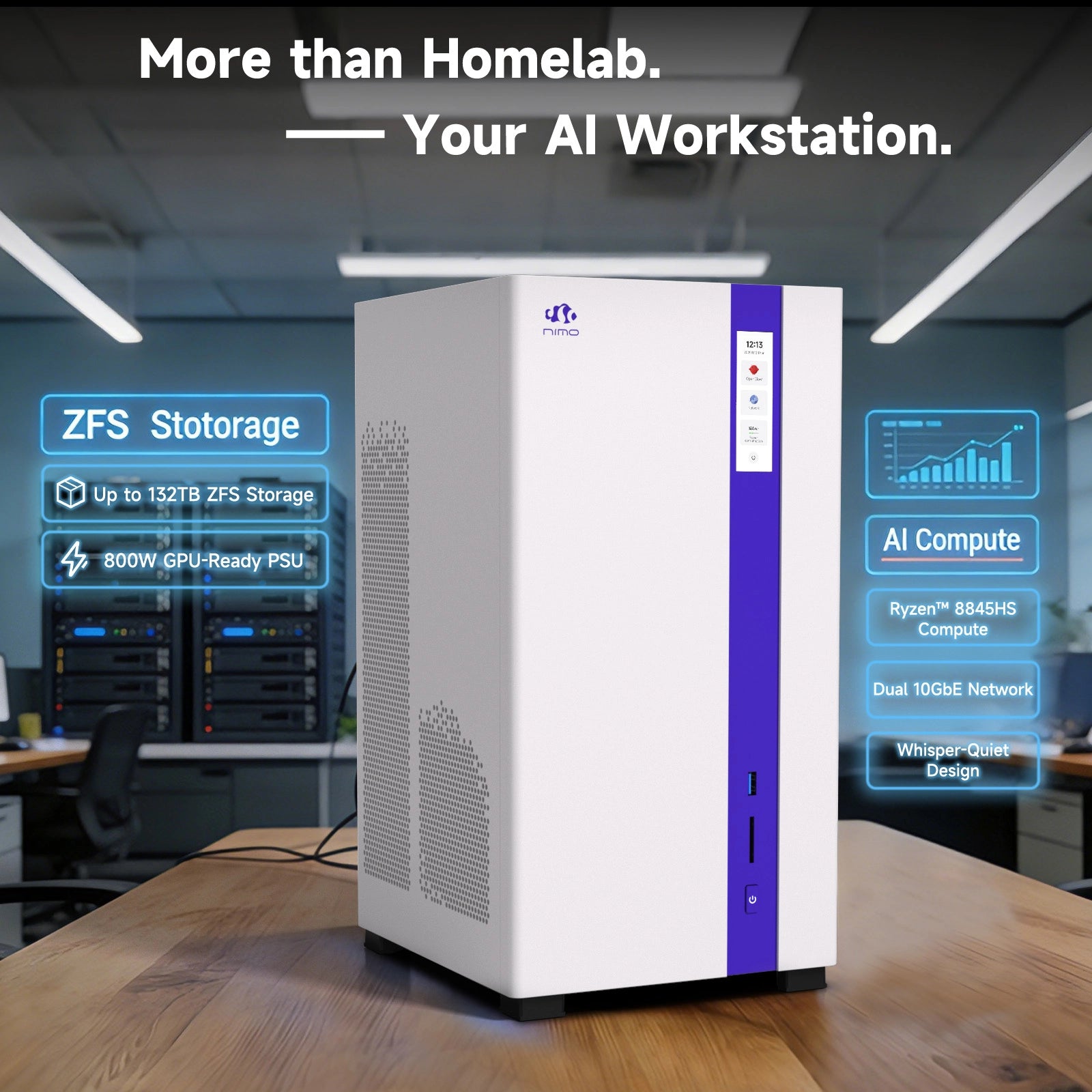 Pre-Sale Nimo Ultimate AI NAS Local AI Agent -Barebone - Nimo