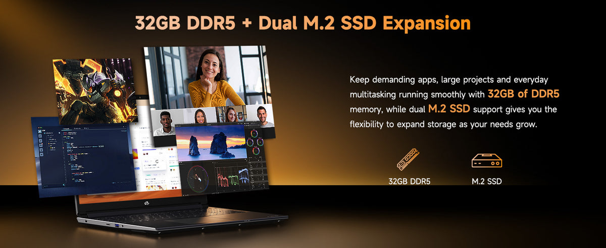 32GB DDR5 memory and dual M.2 SSD expansion