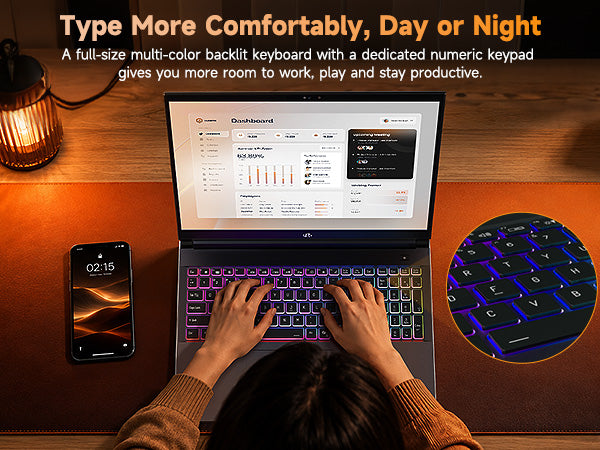 Full-size multi-color RGB backlit keyboard