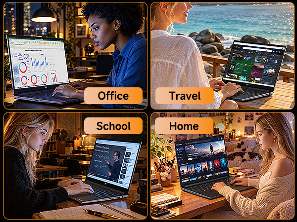 Office, travel, school and home use scenarios