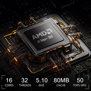 Nimo's Smallest Office & Gaming AI PC - AMD Ryzen™ AI Max+ 395 (up to 5.1 GHz) - 128GB LPDDR5 8000MHz (16GB*8) - 2TB/4TB SSD With 3 Performance Modes Up to 120W - Nimo
