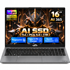NIMO H16 AI 365 gray laptop — 1920 × 1200, TLC AI SSD