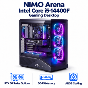 Arena i5-14400F Gaming Desktop — product front view and key specifications