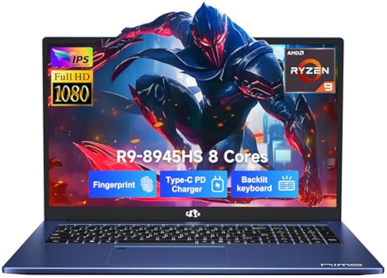 Nimo 17.3'' FHD IPS Gaming-Laptop, AMD Ryzen 9 8945HS, PD 100W, Type_C 4.0, Backlit KB, Fingerprint Unlock, FHD Display, Wi-Fi 6, for Gaming, Student, Office, Business - AMZ - Nimo