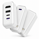 NIMO modular GaN charger, USB-C hub and SSD on white background