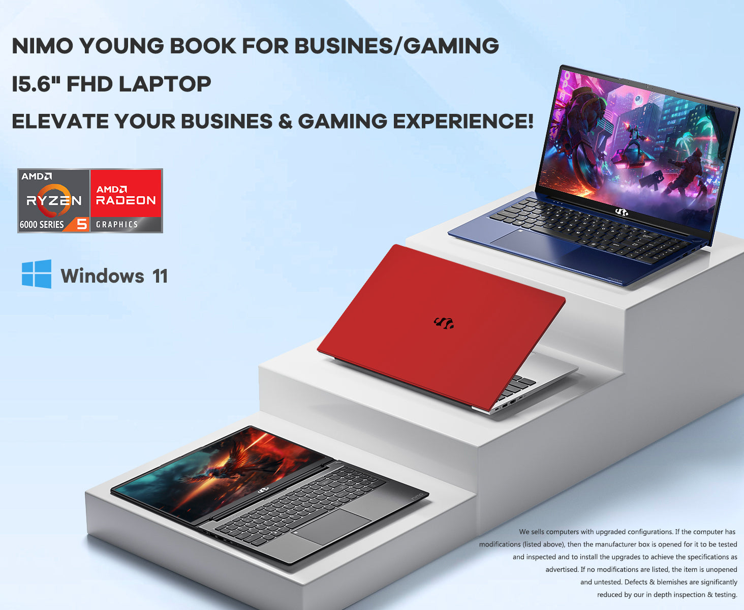 Nimo 15.6 N153 FHD R5 6600H Laptop-Red-64GB 2TB-Windows 11 - Nimo
