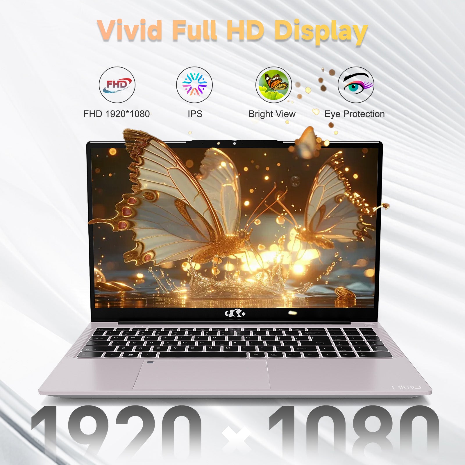 FHD Business Laptop, AMD Ryzen 5(Beat i3-1215U, 4 Cores Up to 3.7GHz), Backlit Keyboard, Fingerprint Login, Wi-Fi 5, Windows 11, Webcam, 65W Type-C-AMZ - Nimo