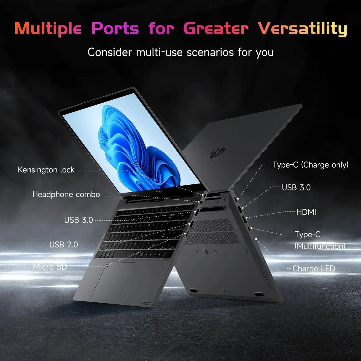 2025 Newest Laptop, 15.6-Inch FHD Display Laptop with Intel Quad Core-12th N100(Up to 3.4GHz), 16GB RAM 1TB ROM Business Laptop Computer, Fingerprint, Type C, Windows 11 Home, Blue - Nimo