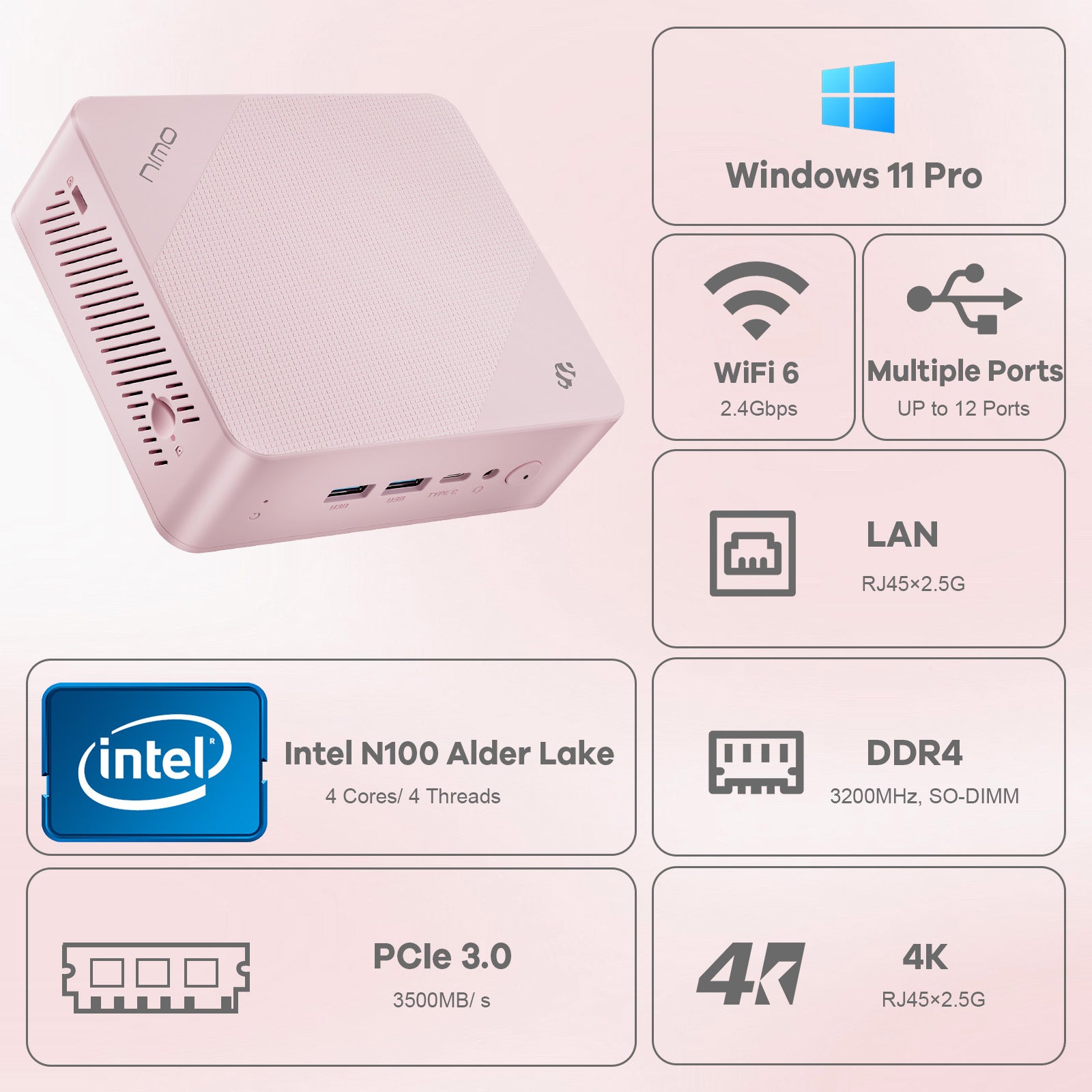 Nimo Minipc DNB20 (In Macaron) Intel N100-AMZ - Nimo