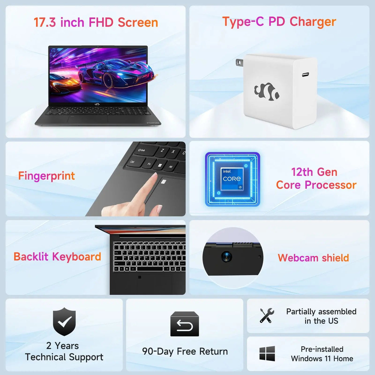 Nimo 17.3 FHD N171 I3-1215U Laptop for Student and Business-64GB-Willow Green-2TB - Nimo