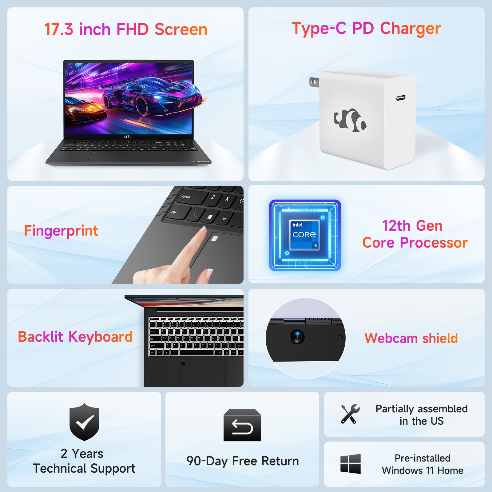Nimo 17.3 FHD N171 I3-1215U Laptop for Student and Business-64GB-Willow Green-2TB - Nimo