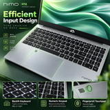 NIMO H16 silver laptop with backlit numeric keyboard and fingerprint touchpad