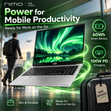 NIMO H16 portable laptop with 60Wh battery and USB-C PD charging