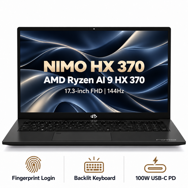 17.3 AMD Ryzen AI 9 HX 370 Laptop — product front view and key specifications