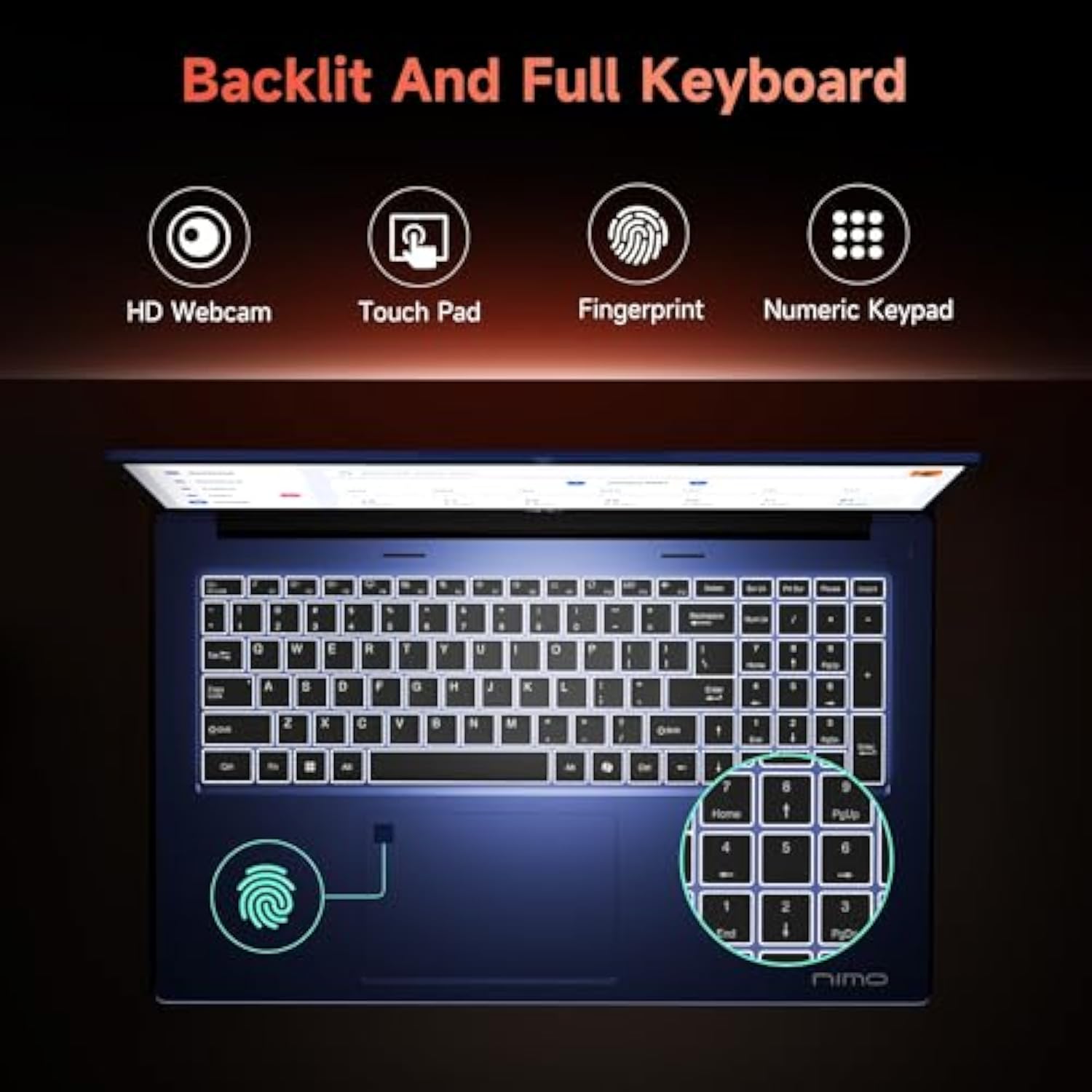 Nimo 17.3'' FHD IPS Gaming-Laptop, AMD Ryzen 9 8945HS, PD 100W, Type_C 4.0, Backlit KB, Fingerprint Unlock, FHD Display, Wi-Fi 6, for Gaming, Student, Office, Business - AMZ - Nimo