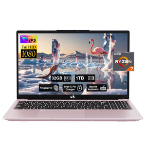 15.6'' R7 6800H FHD Business Gaming Laptop Computer-Rose Gold-32GB-1TB-Windows 11 Pro - Nimo