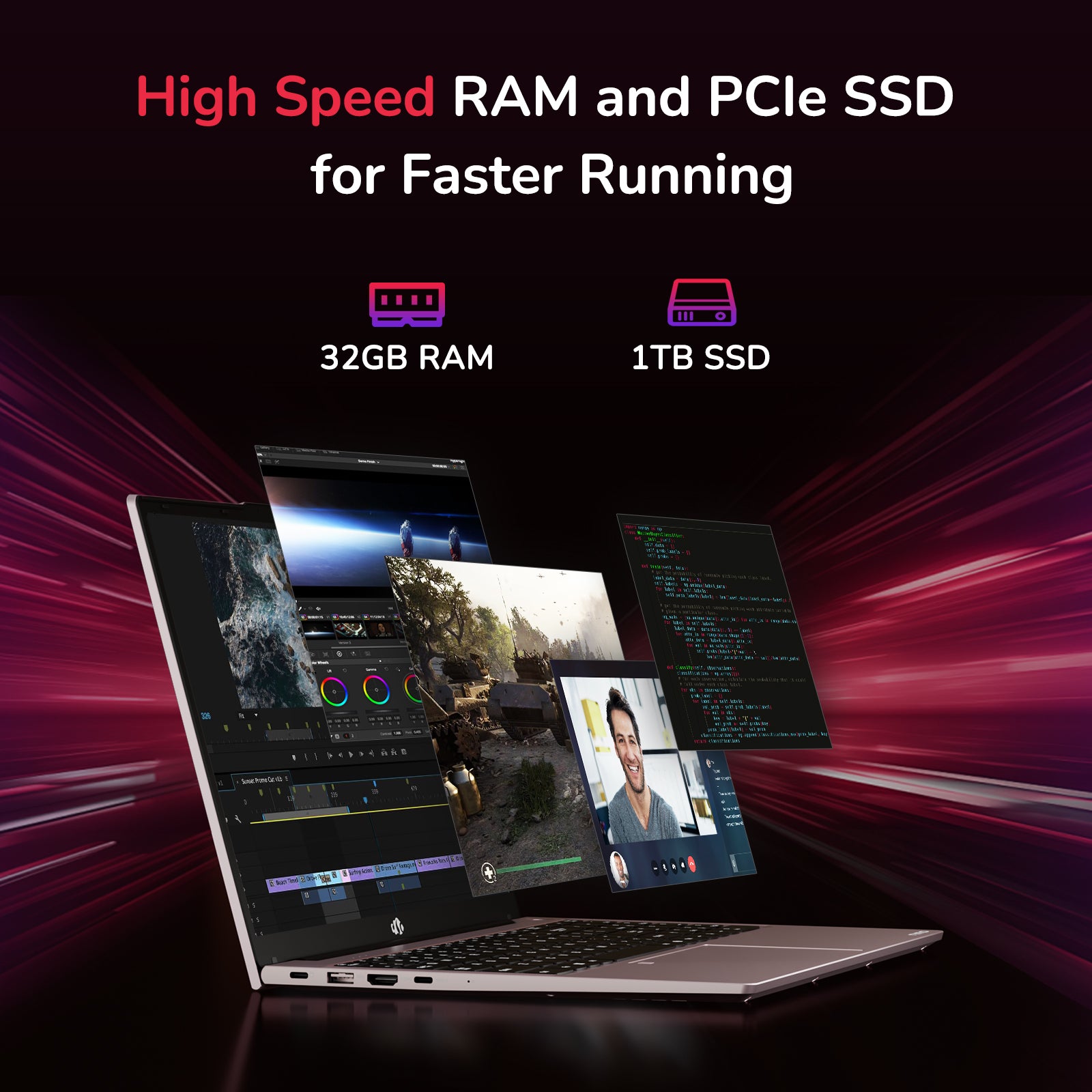 15.6'' R7 6800H FHD Business Gaming Laptop Computer-Rose Gold-32GB-1TB-Windows 11 Pro - Nimo